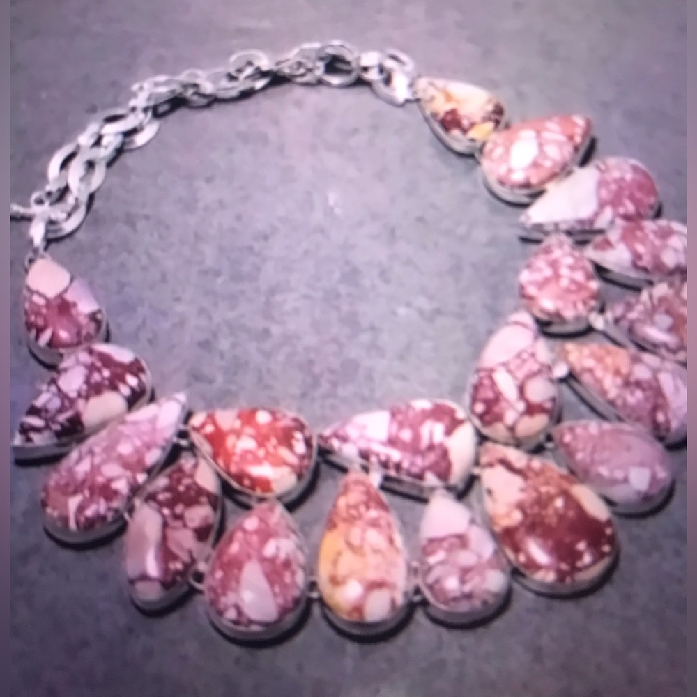 Brecciated Mookaite Stamped Solid 925 Sterling Silver Necklace